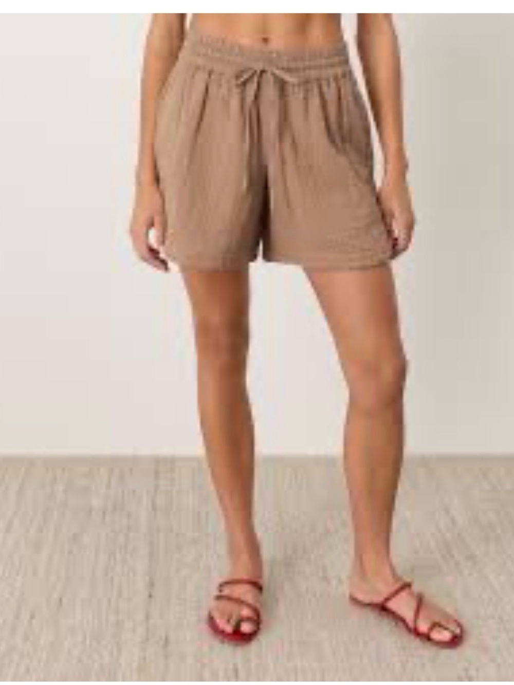 GAP High Waist Ribbed Shorts in Brown